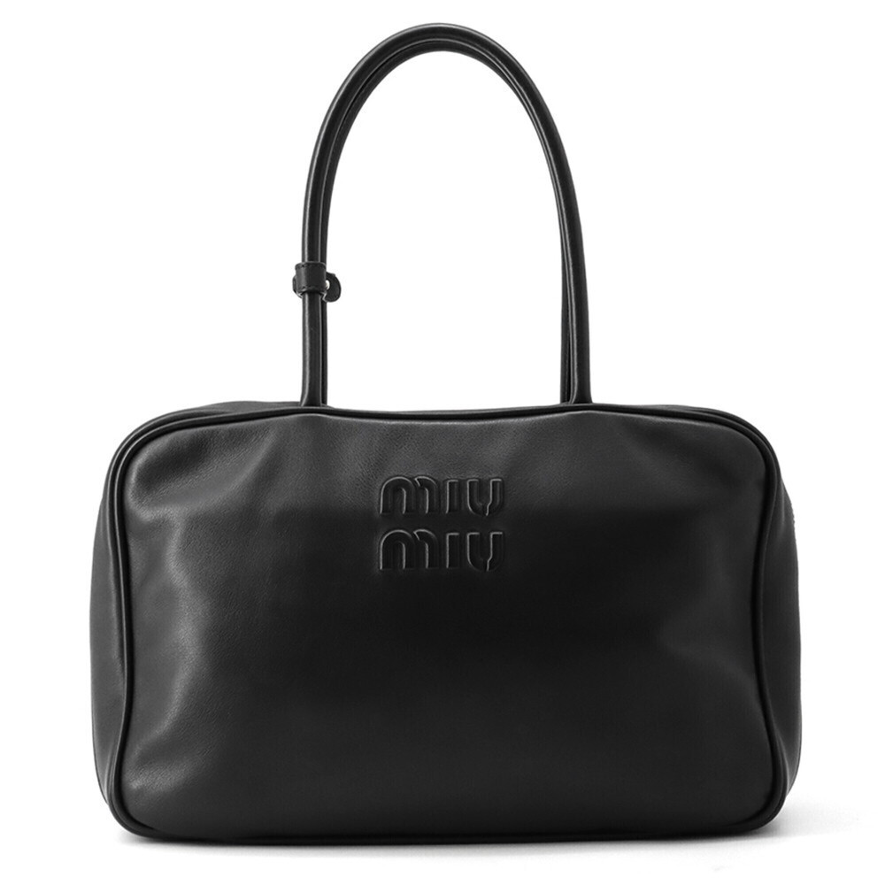 Miu Miu Miu Tote Bag, Bow Handbag, Leather, 5BB117, Miu, Black, Handbag